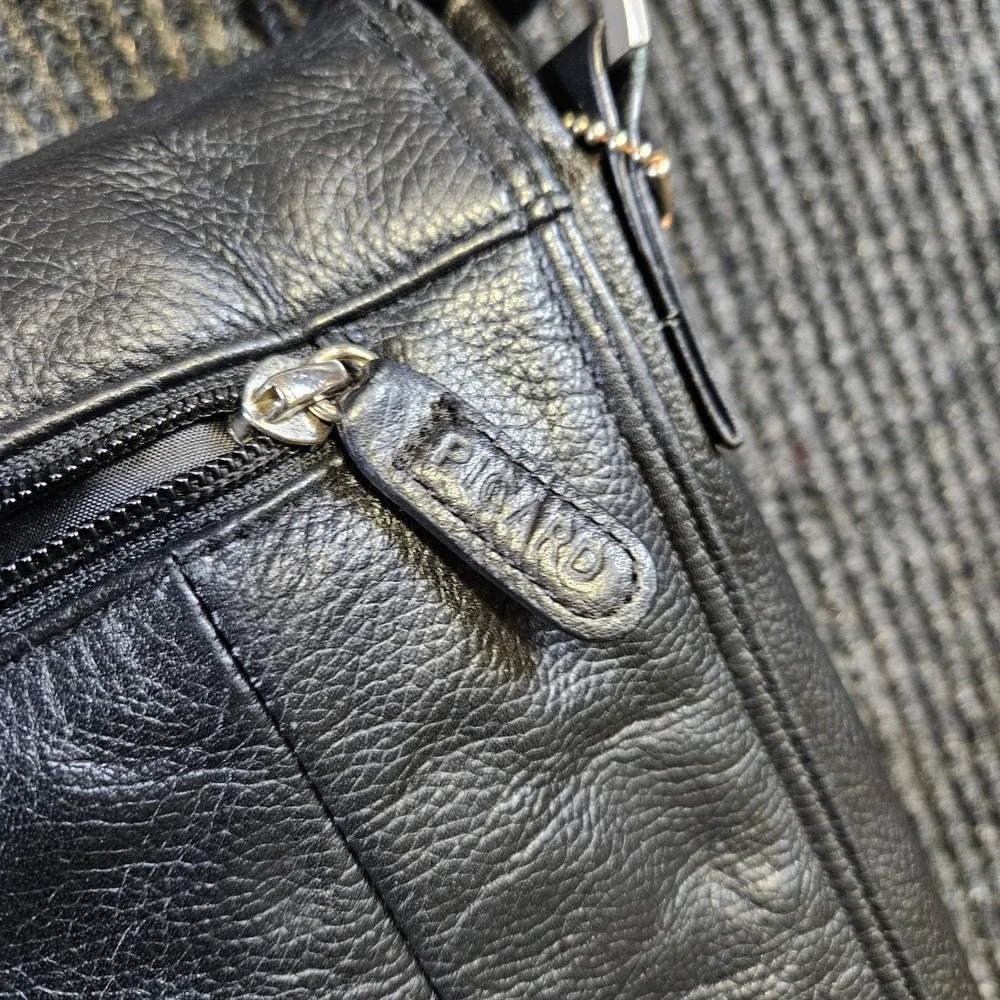Picard Leder Mens Black Pebbled Leather Messenger Bag Crossbody Satchel Large